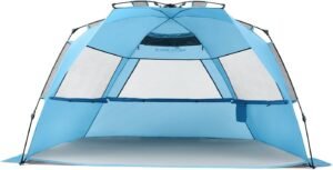 Pacific Breeze Easy Setup Beach Tent, SPF 50+ Pop Up Beach Tent Provides shelter